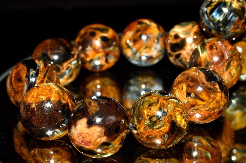 １点物 嵐の石 高品質 ゴールデンブルーピーターサイト 13mm ブレスレット パワーストーン 天然石 _MB177