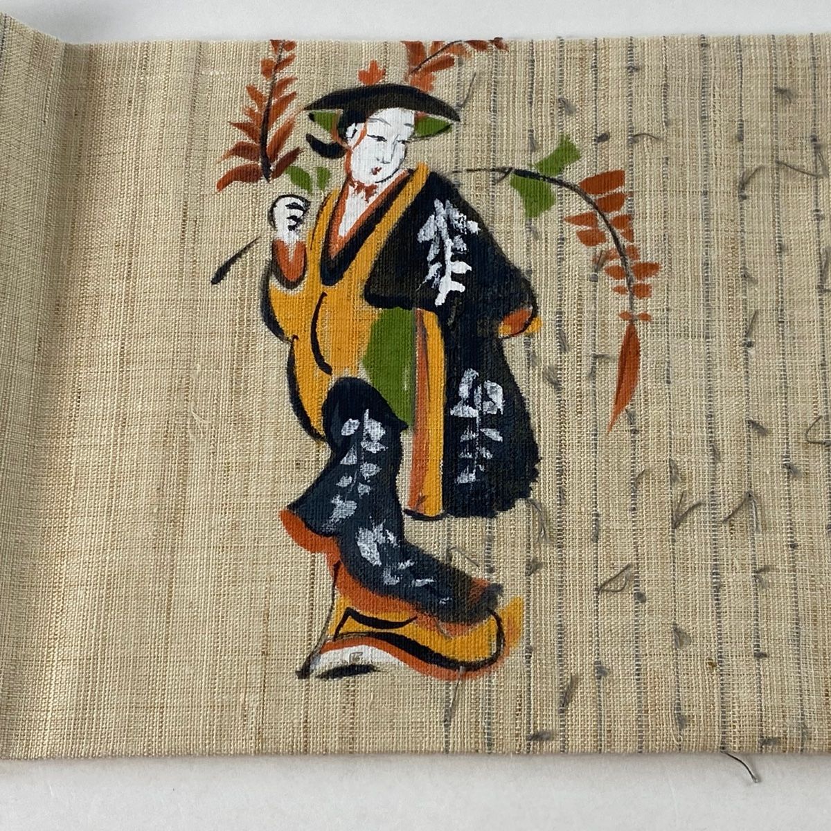 名古屋帯 美品 逸品 衣織庵 近江秦荘帯 鬼 盃 薄茶色 麻 【中古  