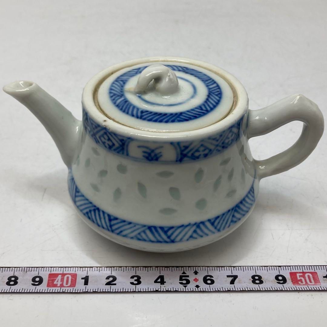 中国清時代 青華 蛍手 急須 幅約13㎝ 本さ5-0520 1F