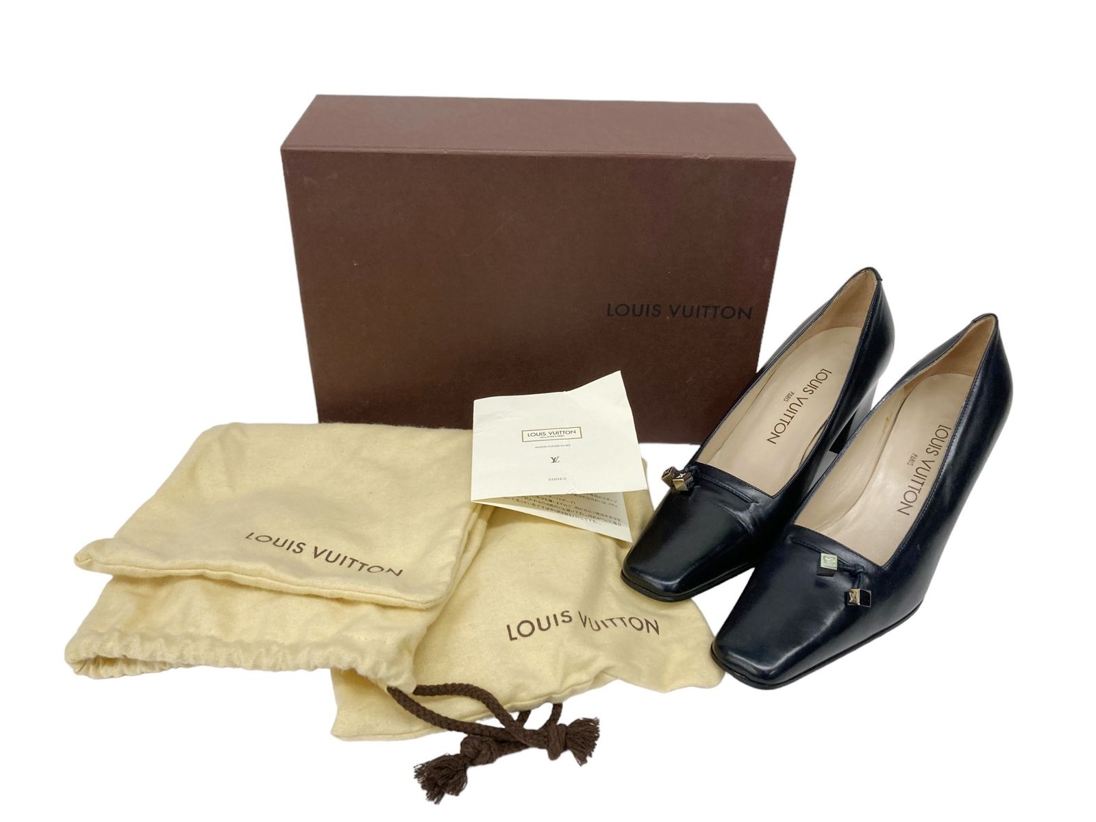 ルイヴィトン モノグラム レザー×キャンバス パンプス チャンキーヒール LOUIS VUITTON (ルイヴィトン) イタリア製 チャンキーヒール