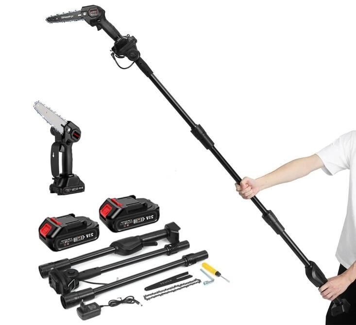 高枝切りチェーンソー 高枝切り電動チェーンソー 充電式ポールチェーンソー 最大長さ185CM 高硬度チェーン ハイパワー 21Vバッテリー*2