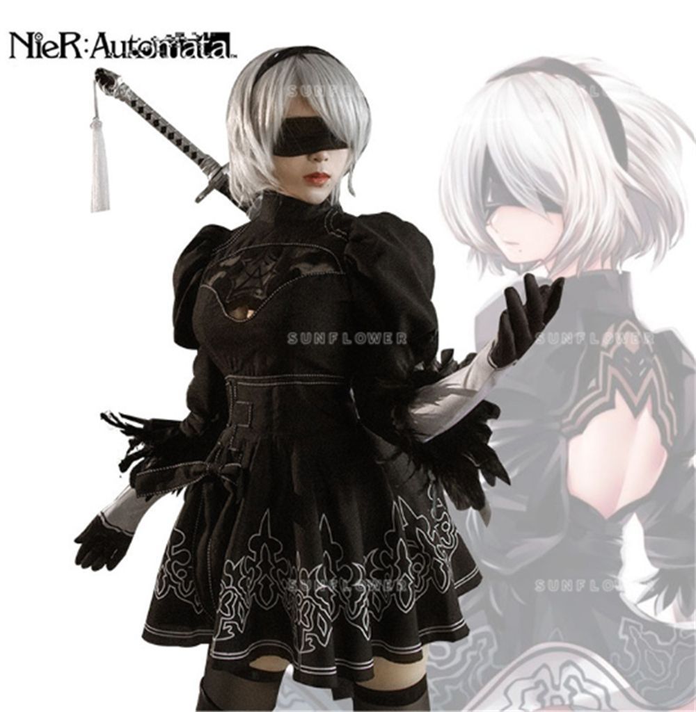ニーアオートマタ コスプレ 2B ヨルハ二号B型 コスプレ衣装 【ウィッグ付き】 NieR Automata ニーア コスチューム 舞台装 演出服 変装 仮装 ハロウィン イベント cosplay 撮影 学園祭 祭り