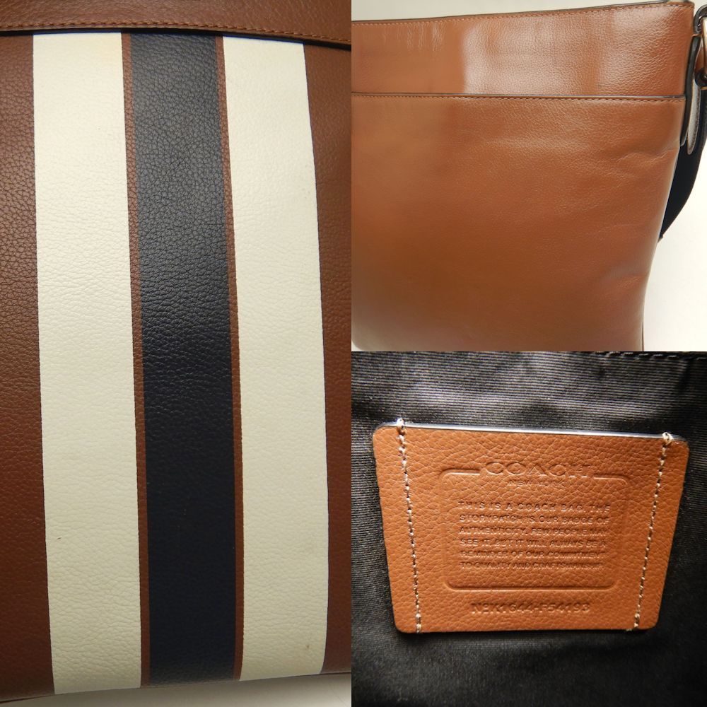 【極美品】COACH チャールズ イン バーシティ ショルダーバッグ レザー ブラウン F54193 1円スタート 最落なし コーチ／COACH バッグ ショルダーバッグ 鞄 メンズ 男性 男性用 PVC