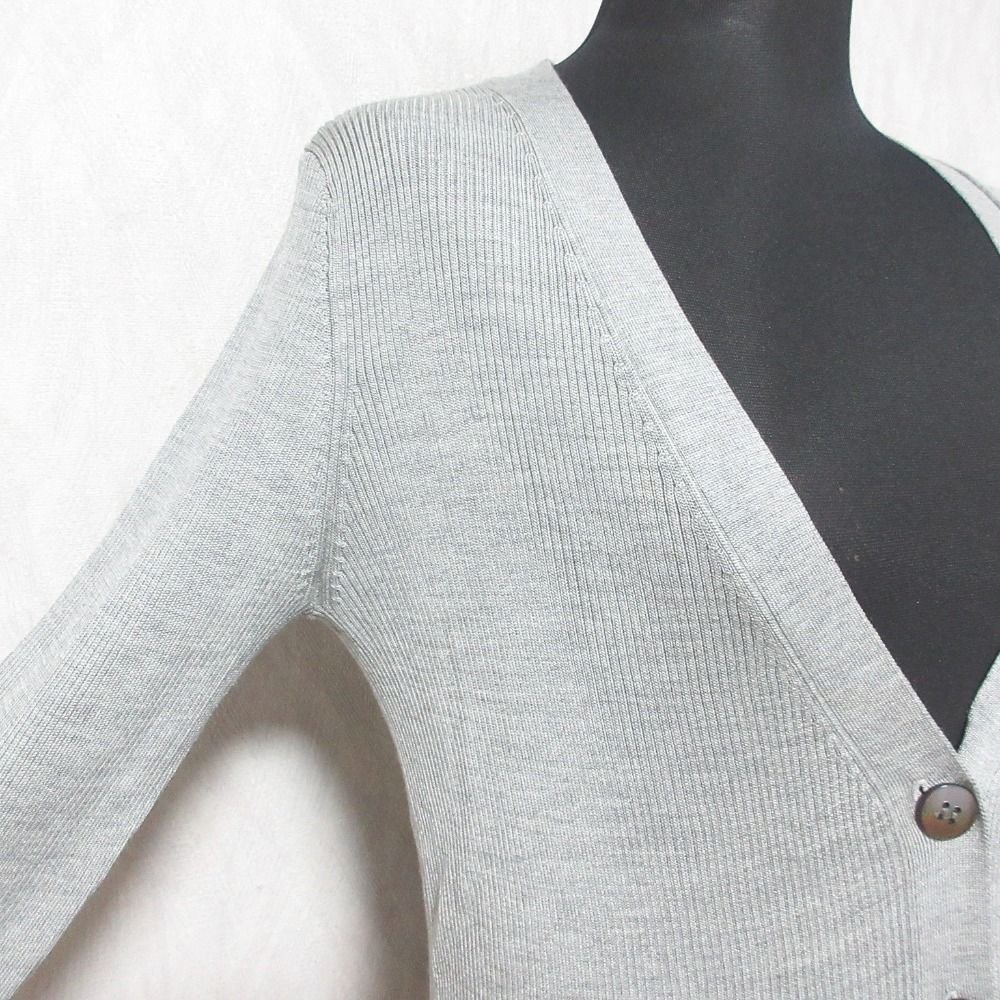 美品 UNITED ARROWS ユナイテッドアローズ Vネック シルクリブニットカーディガン 1528-136-0081 グレー レディース 古着 中古 美品 UNITED ARROWS ユナイテッドアローズ Vネック シルク