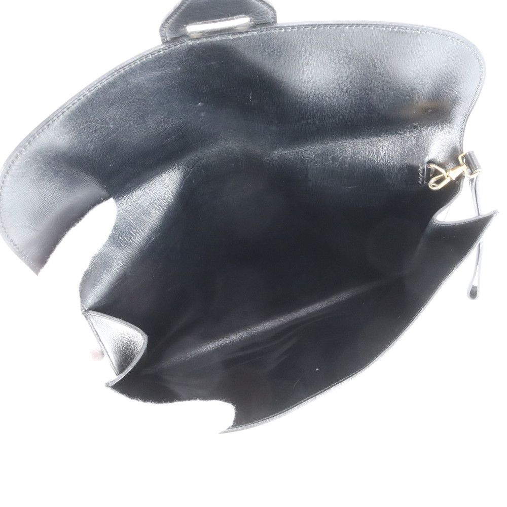 エルメス 〇L 刻印 ボックスカーフ レザー ドリー クラッチ バッグ セカンド ポーチ 黒 ゴールド 金具 レディース RRE CU7-6 DECORATOM_COM_BR