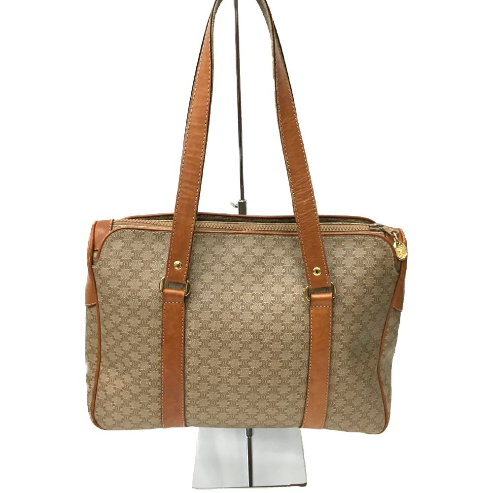 △△CELINE セリーヌ マカダム柄 コーティングキャンバス×レザー
