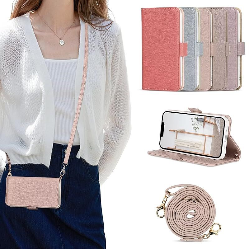 2023年新登場】Sences iPhone 13 ケース 手帳型 斜め掛け 肩掛け