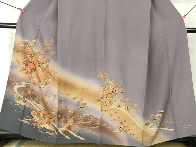 平和屋着物▽訪問着 単衣 薔薇 暈し染め 金彩 正絹 逸品 BAAS8004yc