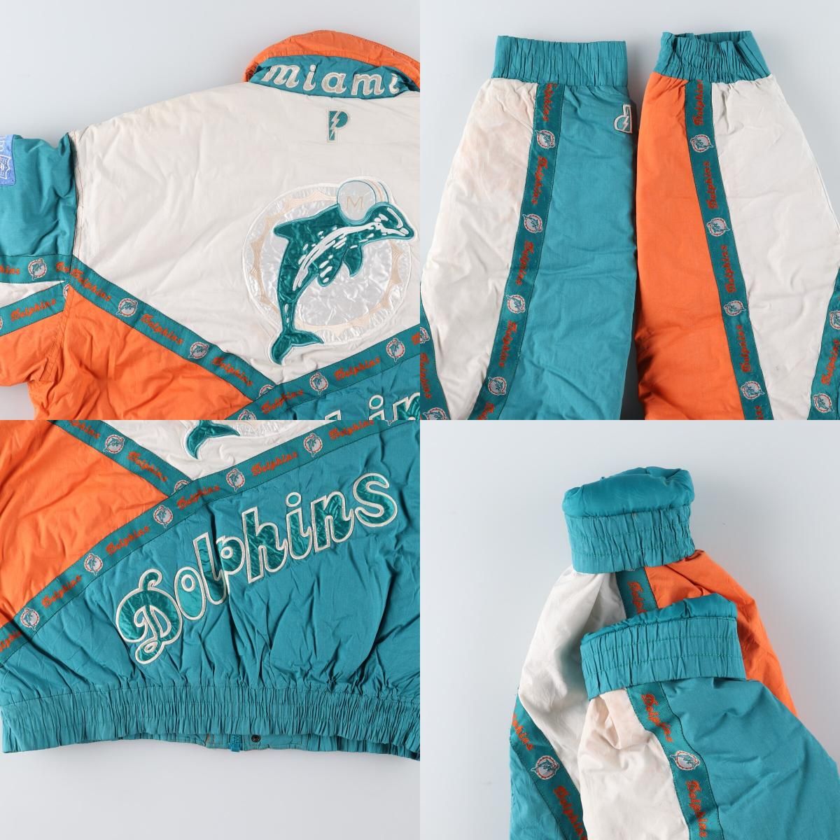 【PRO PLAYER】NFL マイアミドルフィンズ 中綿ジャケット ブルゾン 古着 90年代 PRO PLAYER NFL MIAMI DOLPHINS マイアミ