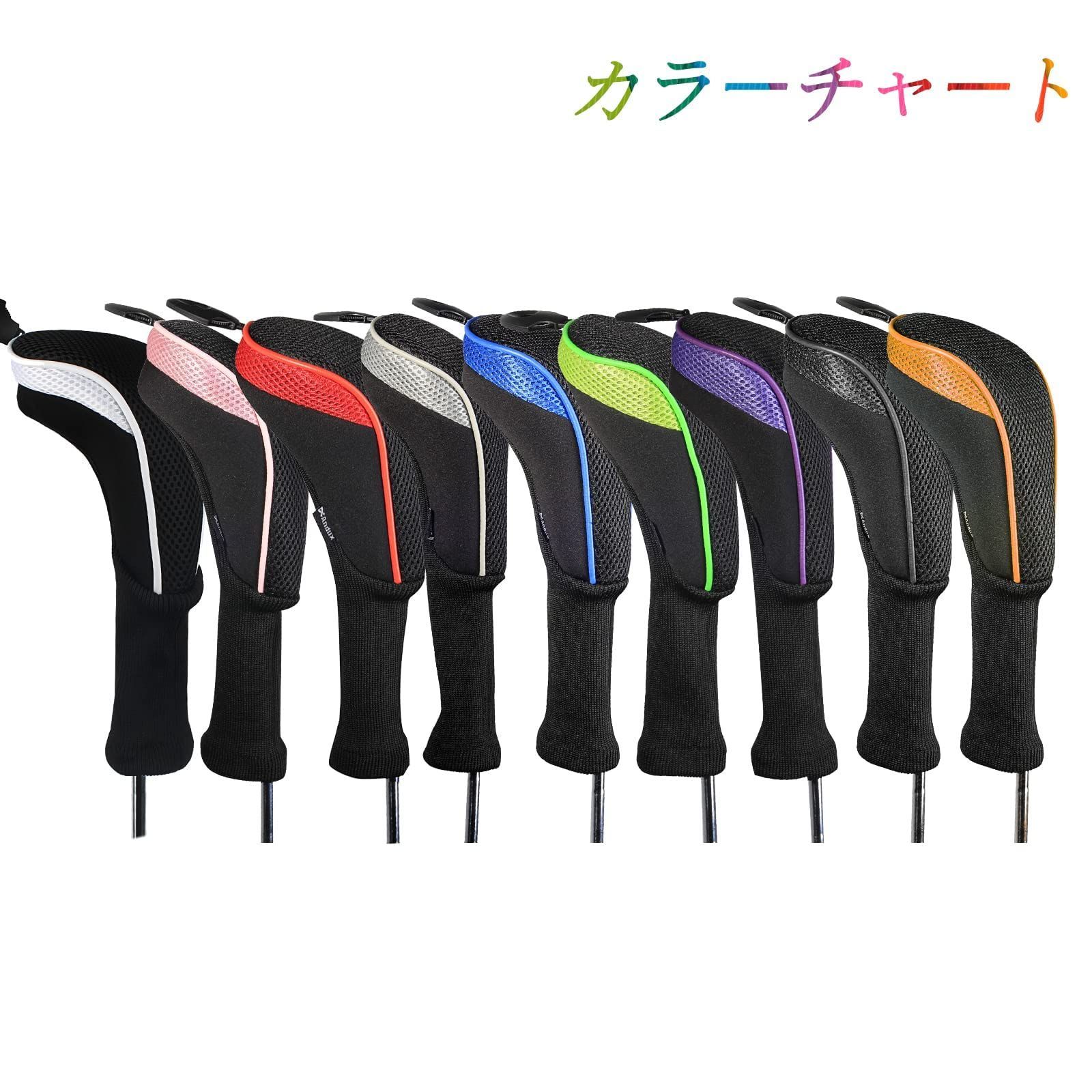 Andux ゴルフドライバーウッドヘッドカバー 3点セット 交換可能3個パック。 ブラック 4413291 並行輸入 Andux ゴルフクラブ ウッドヘッドカバー 460CC ドライバーカバー