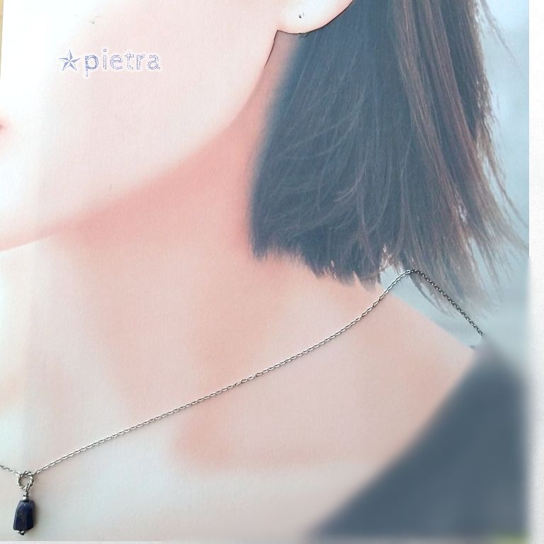 SOLD［n8］ラピスラズリ♡天然石のネックレス/ステンレス/深い青  