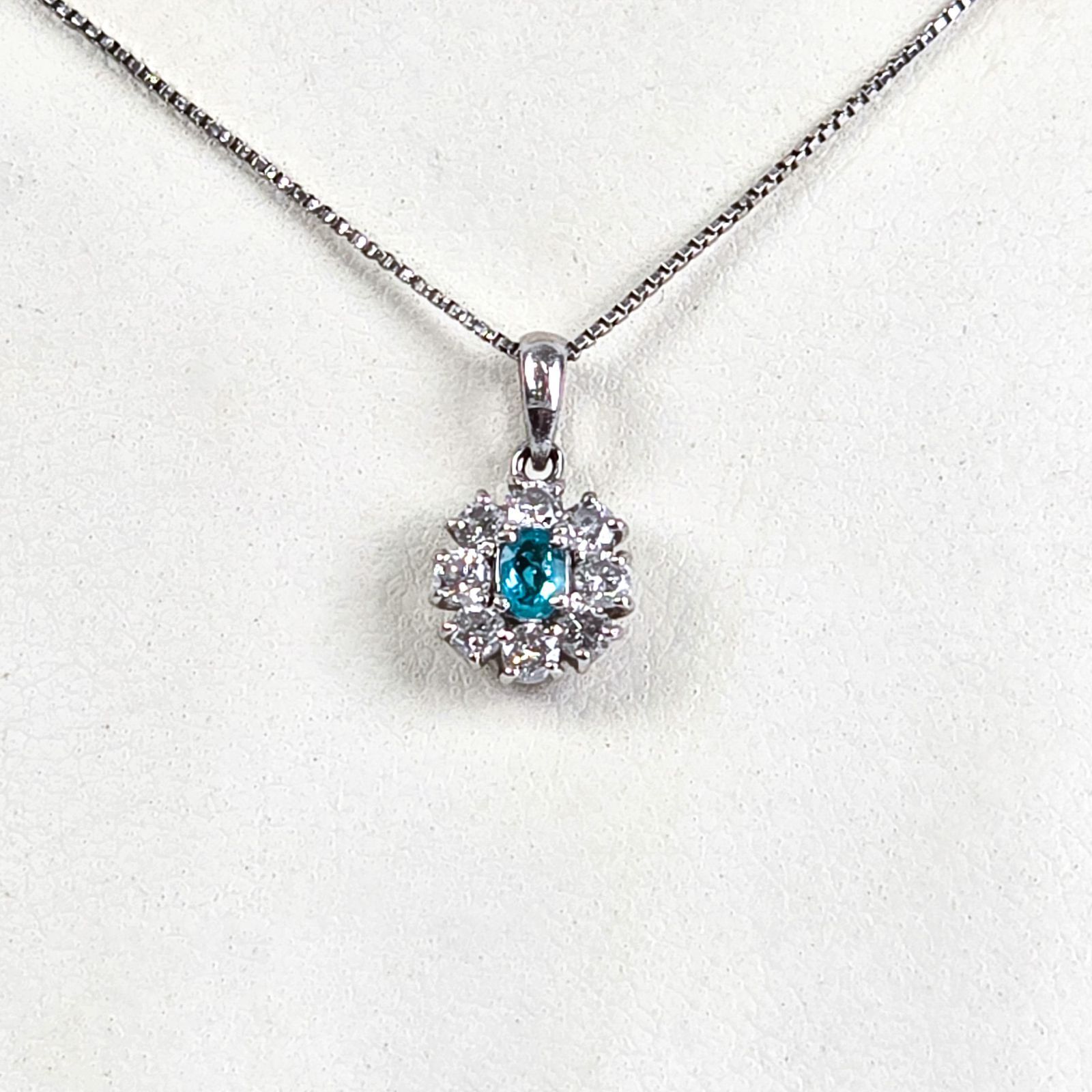【新品】Pt900/Pt850  パライバトルマリンネックレス Pt850/900 ブラジル産パライバトルマリンネックレス PA 0.12ct