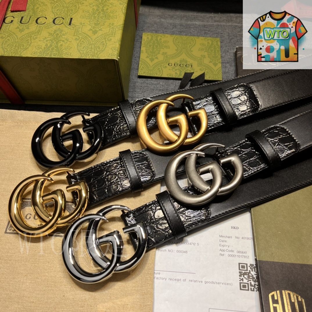 今日WTO】GUCCI New Model ブラックレザーベルト with GG