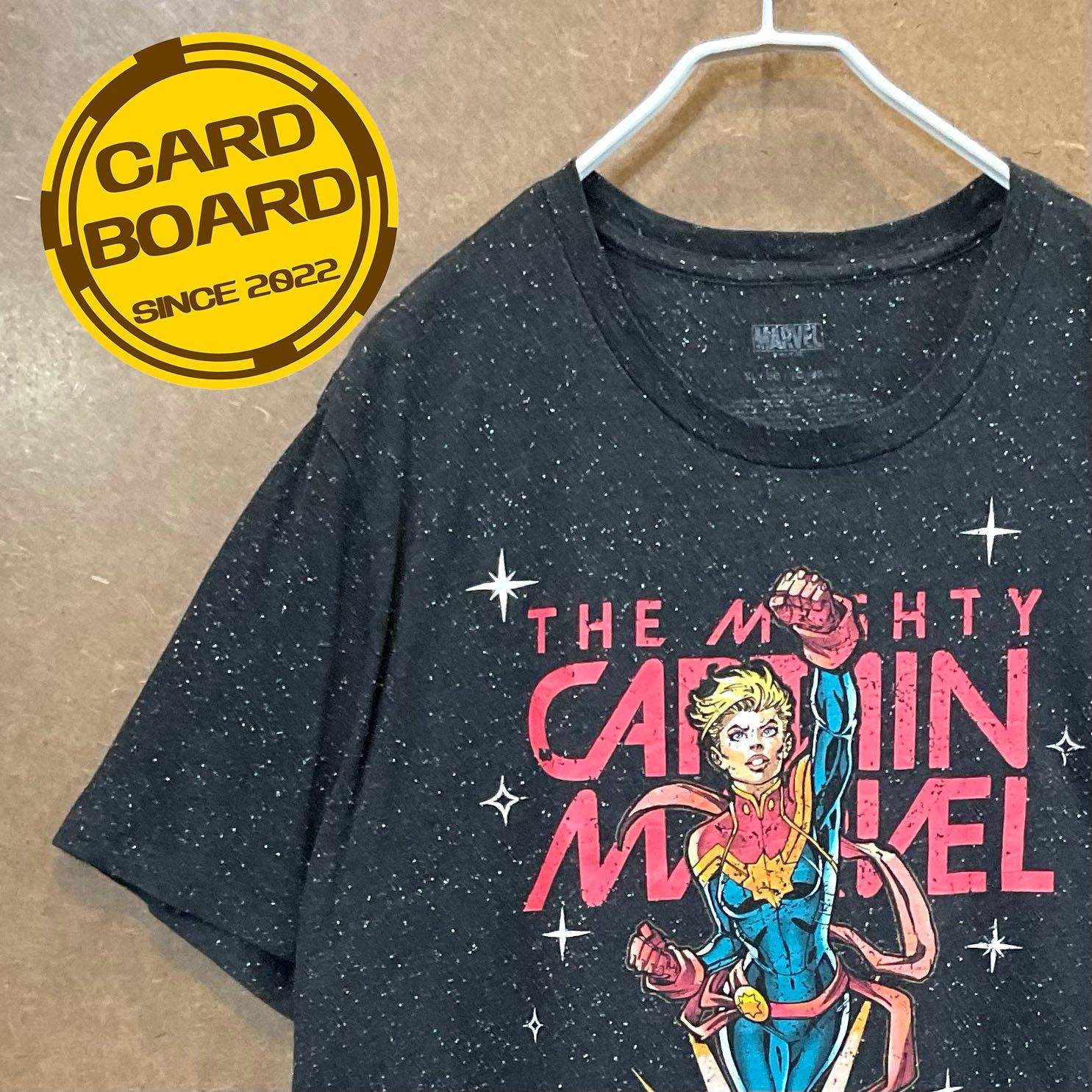 US古着 キャプテン・マーベル MARVEL アメコミ半袖tシャツ灰色XL