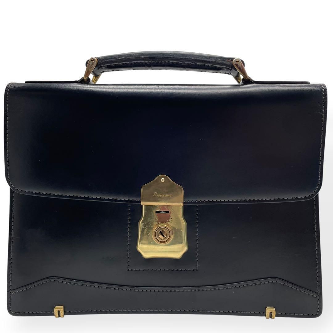 良品 Aquascutum アクアスキュータム レザー ビジネスバック