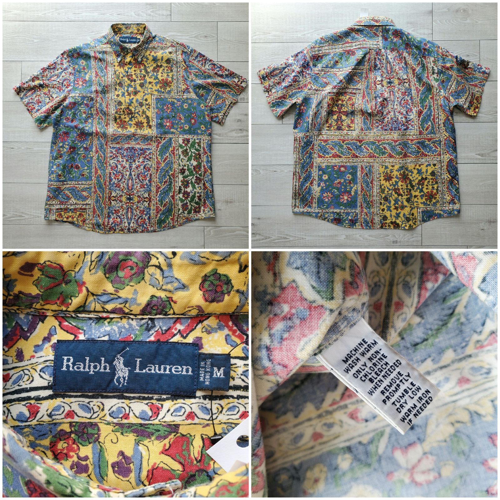 Ralph Lauren ラルフローレン□美品 90s フローラルプリント プルオーバー 半袖BDシャツ M 花 バティック モザイク柄  オールドラルフ - メルカリ