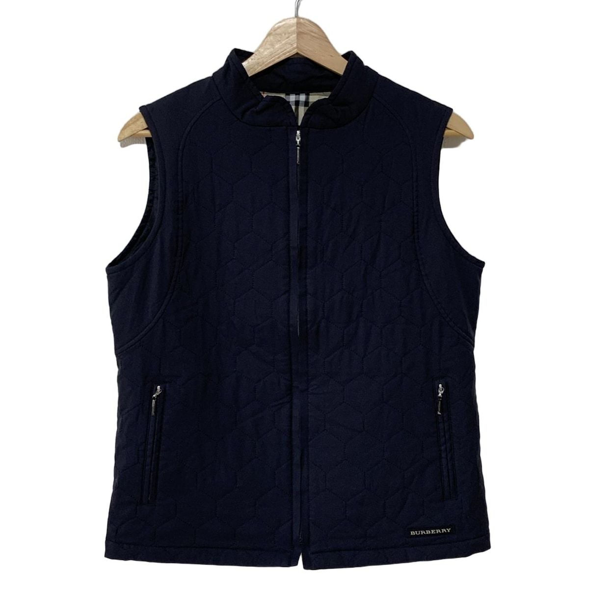 BURBERRYGOLF バーバリーゴルフ ベスト サイズM メンズ - 黒 中綿|ジップアップ|キルティング コットン