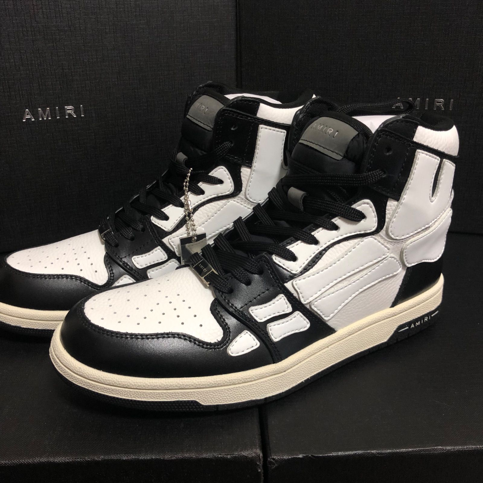 AMIRI アミリ 22SS SKEL TOP HI PS22MFS002 ボーン レザー ハイカットスニーカー ホワイト/ブラック