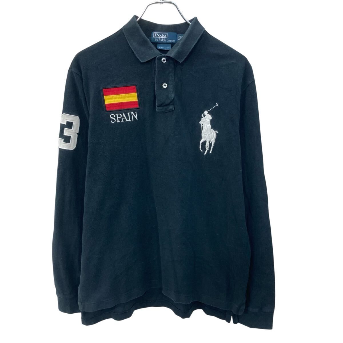 【新品未使用】POLO Ralph Lauren長袖ポロシャツ 定価¥22000 POLO RALPH LAUREN 長袖 ポロシャツ L ブラック ポロラルフ