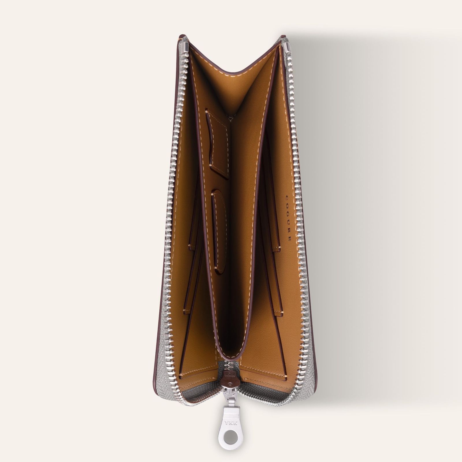 COGURE コグレ 長財布 財布 L字財布 本革 メンズ レディース ブランド スマホサイズ 薄い コンパクト スリム YKKファスナー ボックス付き COPZ-LF グレージュ