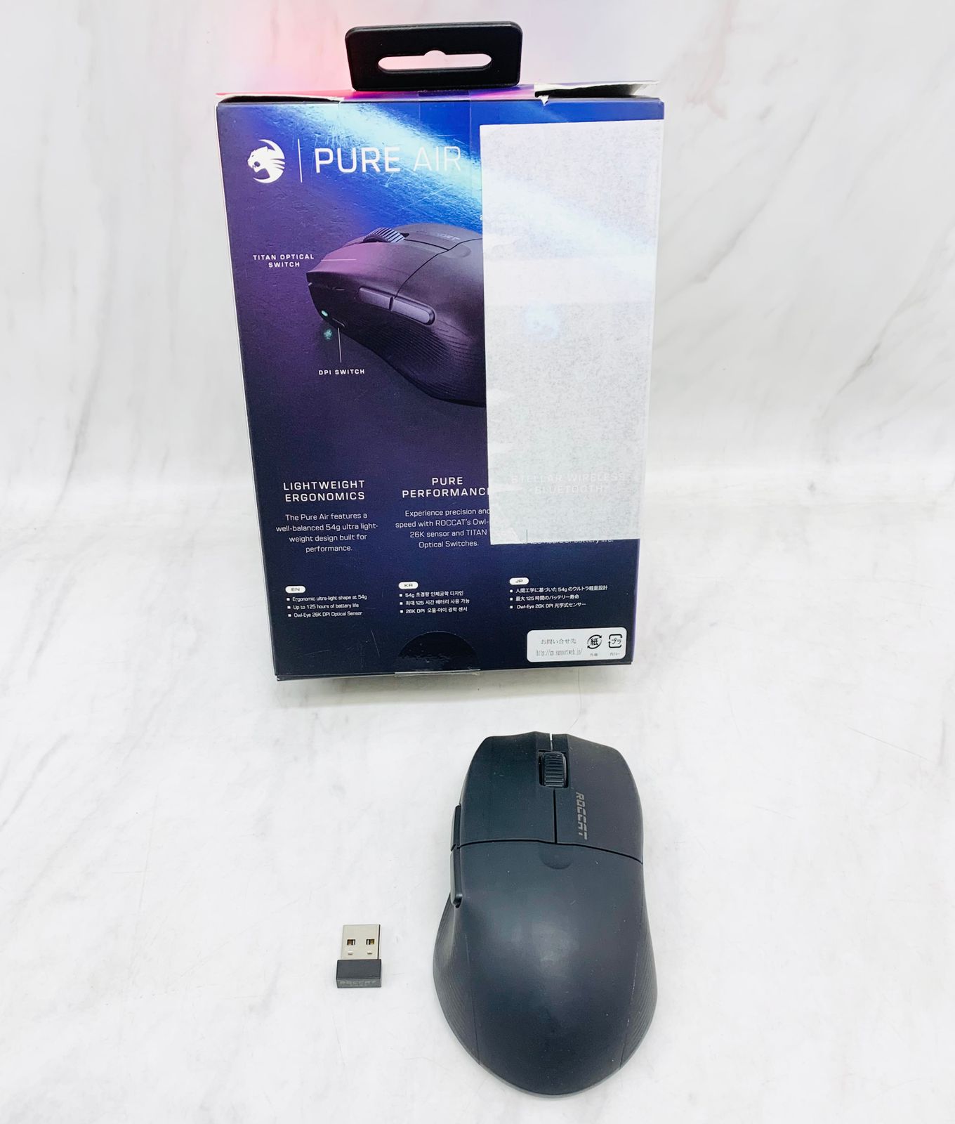 【美品】ROCCAT ゲーミングマウス PURE AIR 超軽量54g ワイヤレス ブラック
