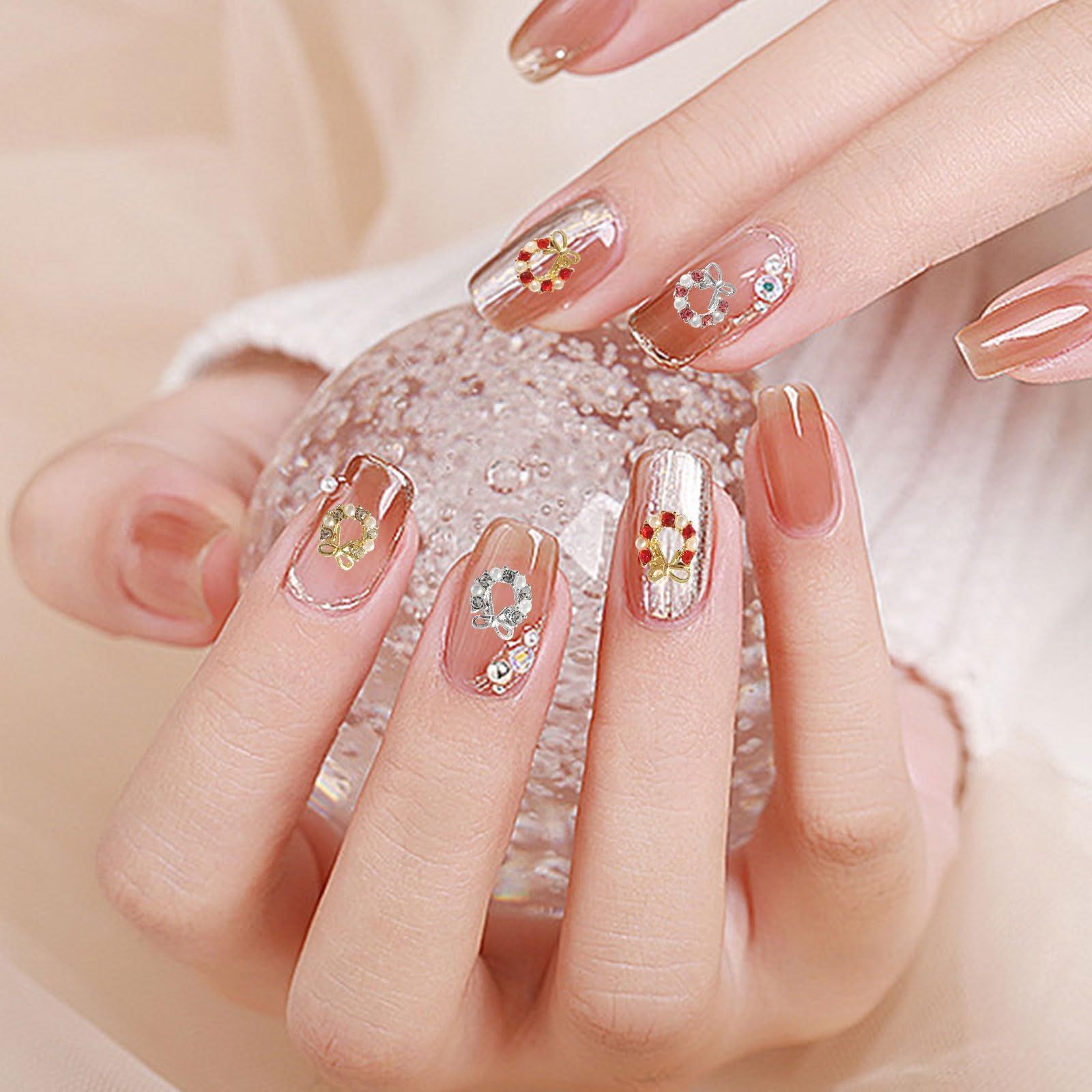 数量限定】ネイルパーツ 36個セット クリスマス ベル 3D 立体 リボン