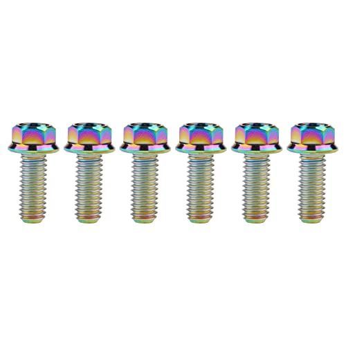 M6x15mm_でレインボー Ruifu M6 オートバイ 小さい頭フランジ 六角ボルト 15 20 25 30 35 40 45 50 55 60 65 70 75 80 90 mm ピッチ 1.0mm 6個入り (M6x15mm， でレインボー)