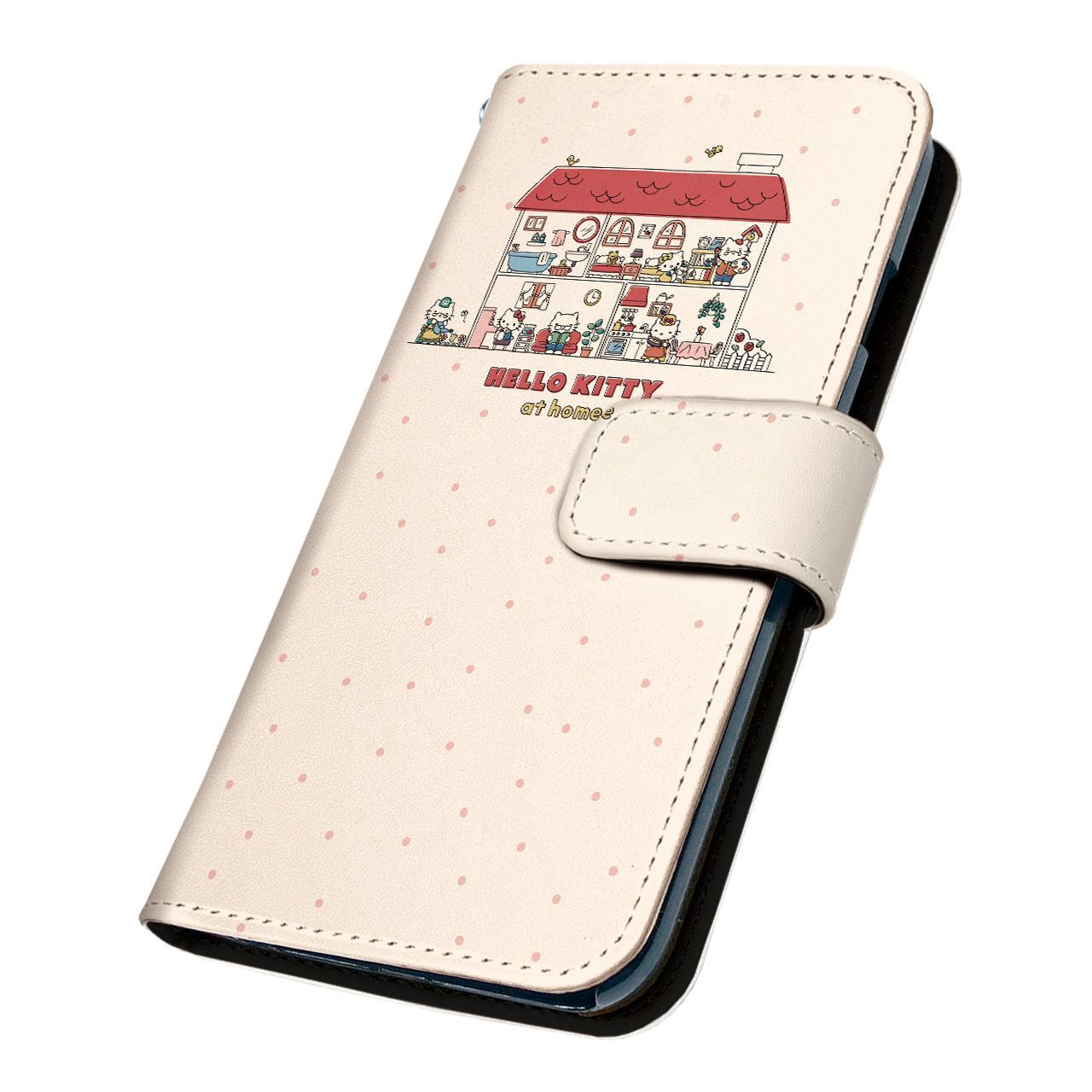 サンリオ 正規品 ハローキティ OPPO Reno3 A ケース 手帳型 スマホケース [デザイン:7.ファミリー/マグネットハンドあり] SANRIO キティ オッポ レノ3a reno3a