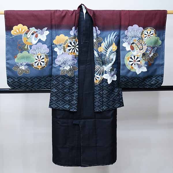 七五三 五歳 男児 羽織・着物・襦袢3点セット 豪華絢爛 金刺繍 綸子地 鷹 七五三 五歳 男児 羽織・着物・襦袢3点セット M寸 金刺繍 綸子地