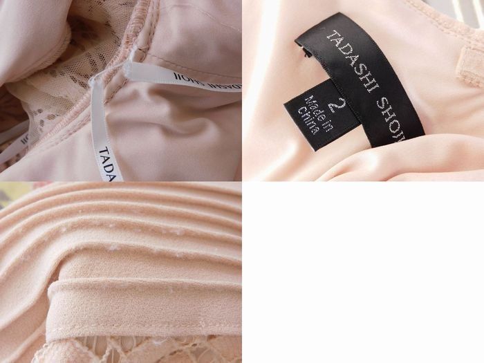 【美品】タダシショージ レースワンピース タイト ドレス ベージュ 2 M相当 TADASHI SHOJI タダシショージ □ サイズ2 ワンピース ドレス ピンク