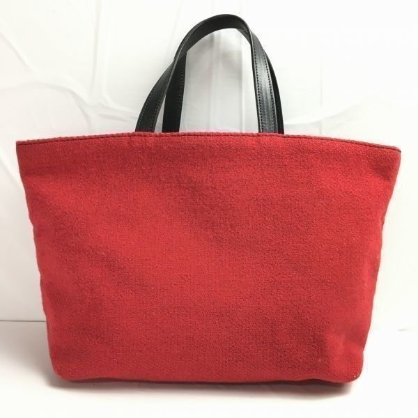 ジェイアンドエムデヴィットソン　J&M Davidson　イングランド製　ハンド　トートバッグ　赤　無地　ウール？/bag〕菅NO.WB4-23 ジェイアンドエムデヴィットソン J&M Davidson イングランド製 ハンド