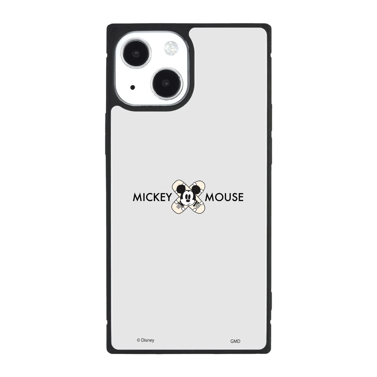 【在庫処分】mini/12 mini(5.4インチ)対応スクエアガラスケース ディズニーキャラクター／iPhone13 ミッキーマウス グルマンディーズ DN-912B