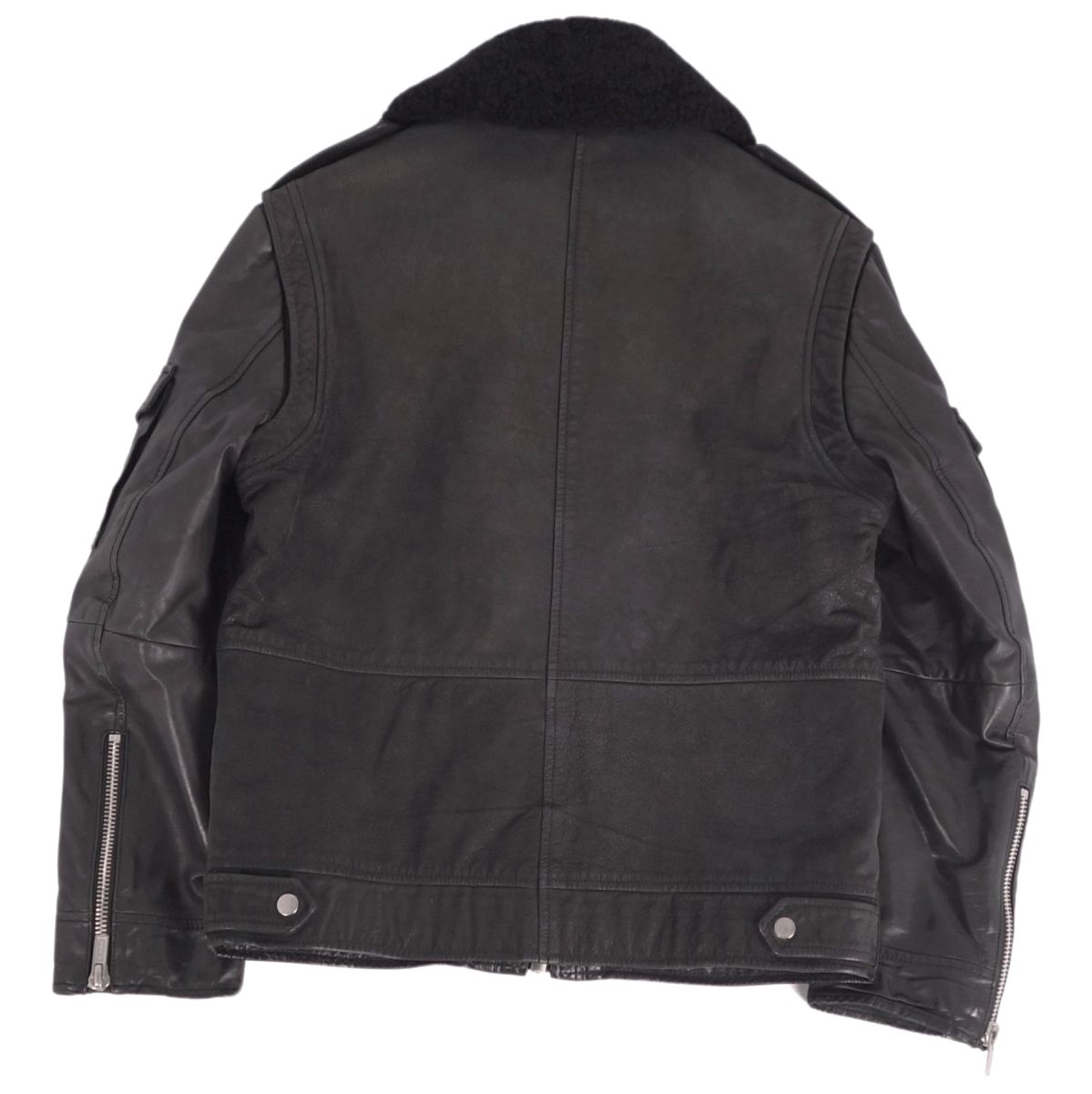 美品 ヒューゴボス HUGO BOSS ジャケット レザージャケット 襟ムートン