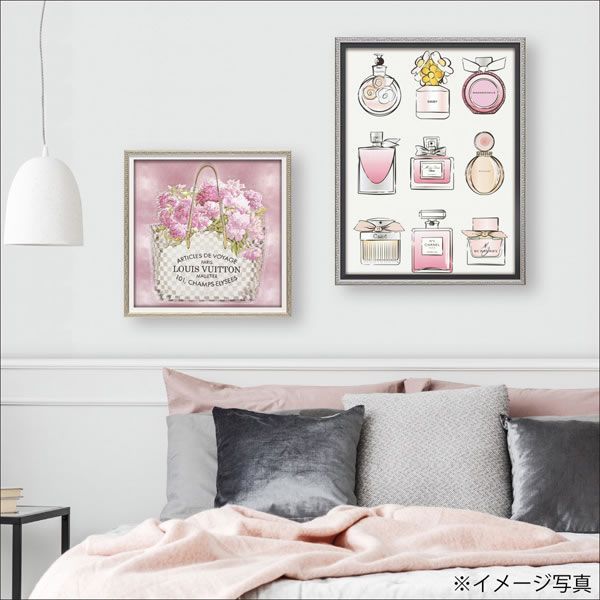 絵画 ブランド キャンバスアート 「 ゴールドバッグ ピンク