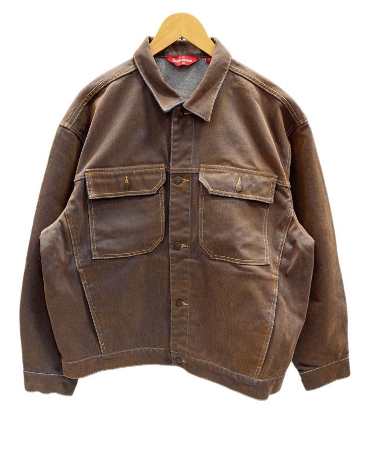 シュプリーム SUPREME Flocked Denim Trucker Jacket 23SS Gold