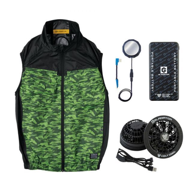 コーコス信岡 ボルトクール ベスト ペルチェ セット ディアゴグリーン L G254149 空調 猛暑 夏 作業着 作業服 ファン バッテリー付 VOLTCOOL