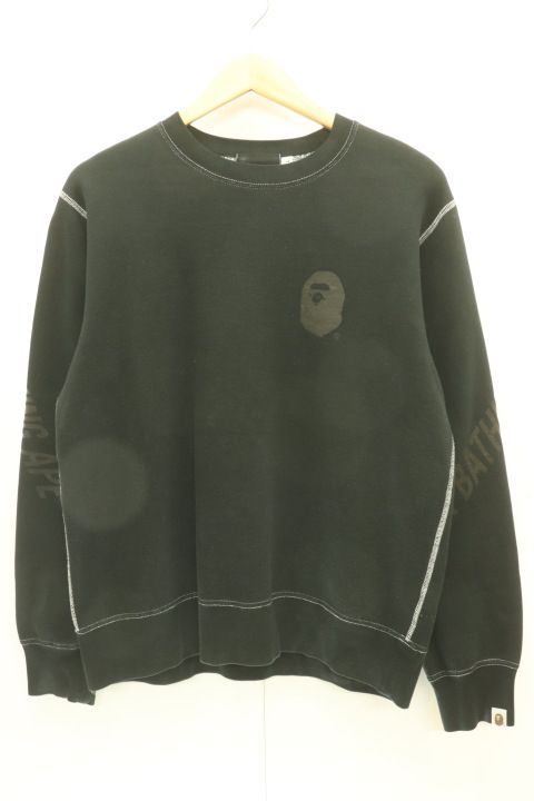 A BATHING APE メンズスウェット L バックマルチロゴプリント スウェット A BATHING APE L 黒 ブラック プリント 黒染めリメイク