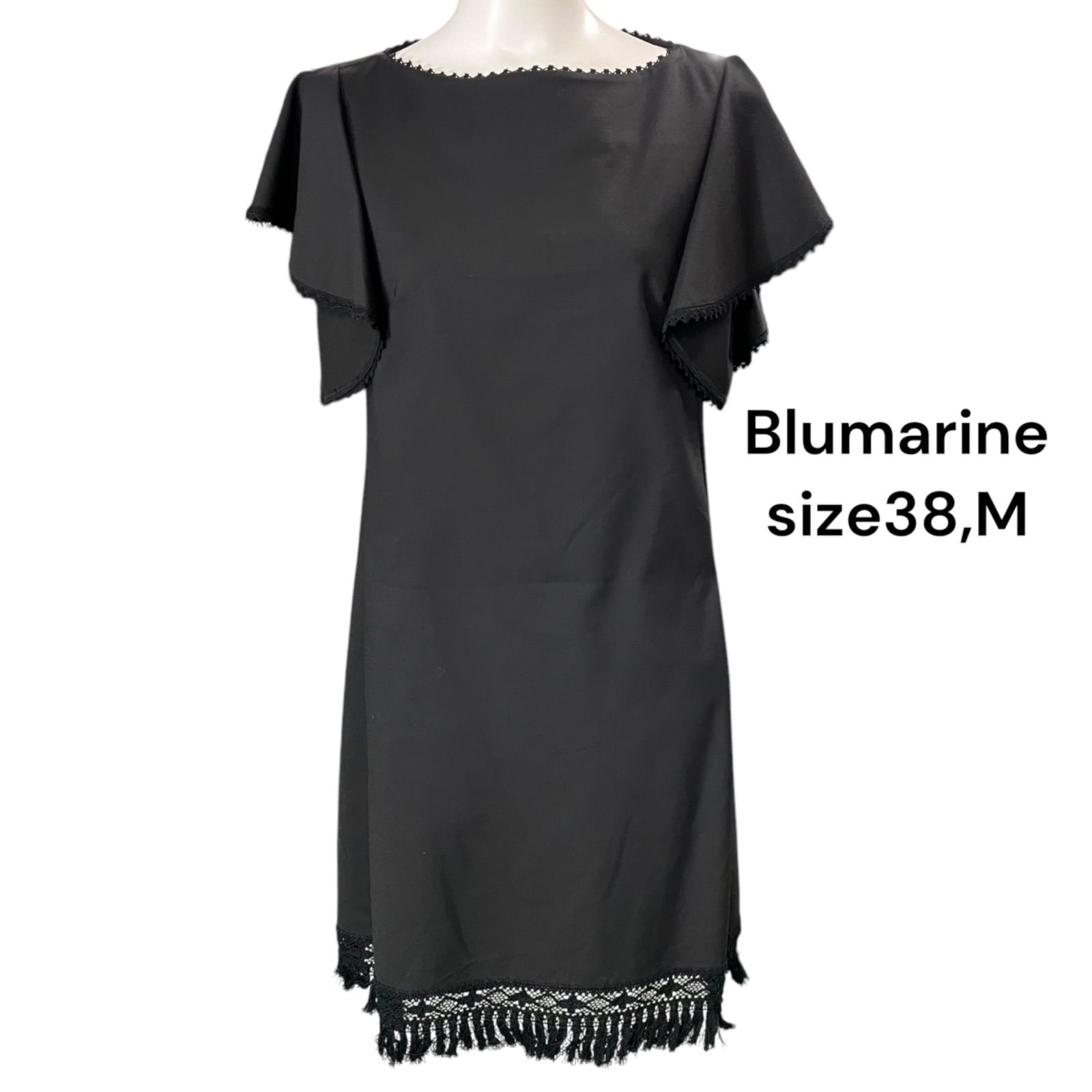 美品 ブルマリン Blumarine フレアスリーブ ブラック ワンピース 38、M 