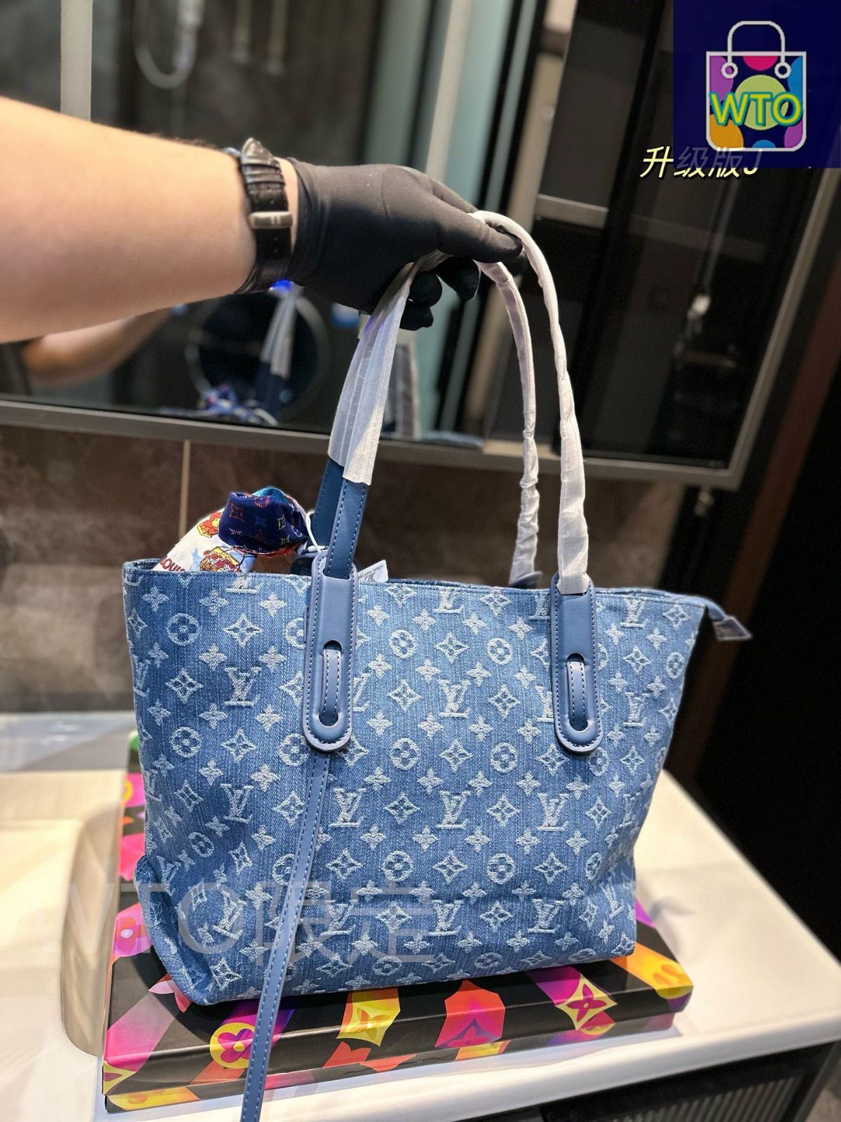 今日特価！LV デニム刺繍トートバッグ 全国送料無料（一部除く