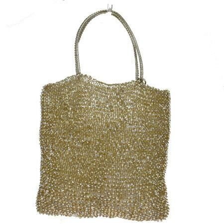 【中古】 超美品 アンテプリマ ANTEPRIMA ワイヤー ハンドバッグ ミニトートバッグ ラインストーン シルバー ゴールド PVC 09HC903