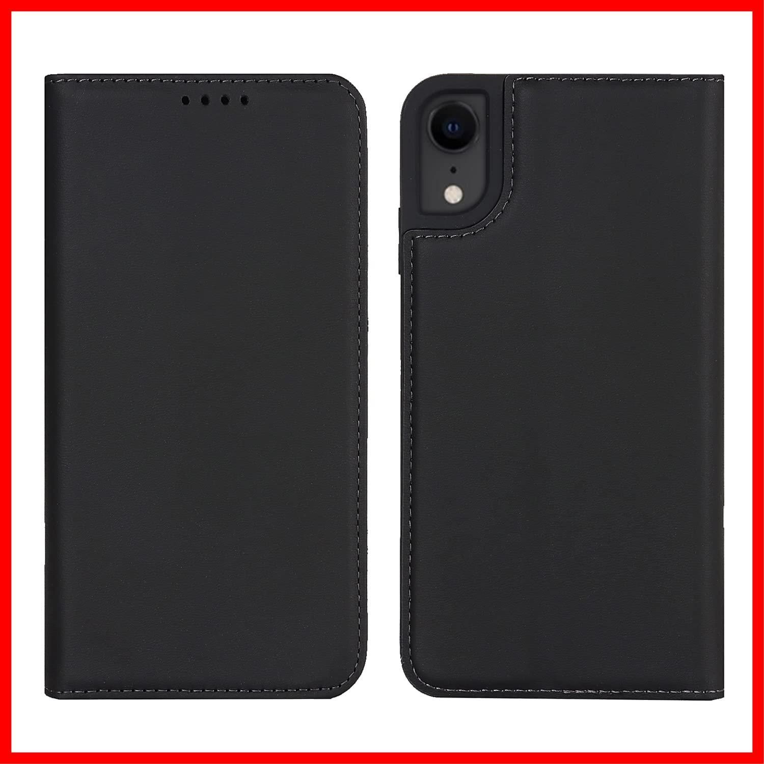 【人気商品】耐摩擦 耐久性 耐衝撃 カード収納 10r iPhone iPhone 高級牛革 本革 手帳型 ケース レザー ケース アイフォンxr iphoneXRスマホケース マグネット(6.1インチ)-ブラック XR Ｈａｖａｙａ