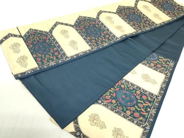 平和屋着物○名門木屋太 今河織物 六通柄袋帯 更紗花唐草間道 正絹