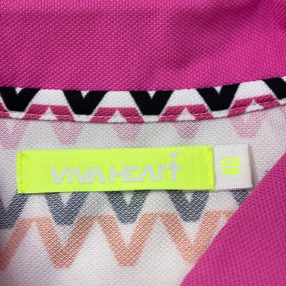 サイズ：40 VIVA HEART ビバハート ノースリーブポロシャツ 総柄