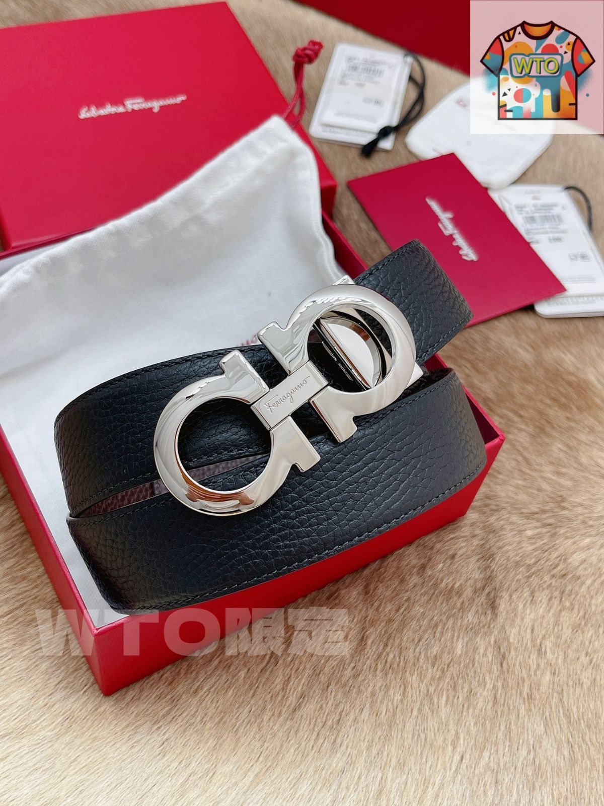 レザー レッド ベルト ロゴバックル フェラガモ 今日特価】Ferragamo フェラガモ レザーベルト-2 - メルカリ