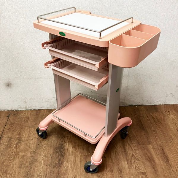 Sakase/サカセ化学工業 【中古・現状品】ナーシングカート ワゴン コンパクトカートシリーズ 天板固定タイプ ピンク C43C ※No.2※ C43C-N14KS