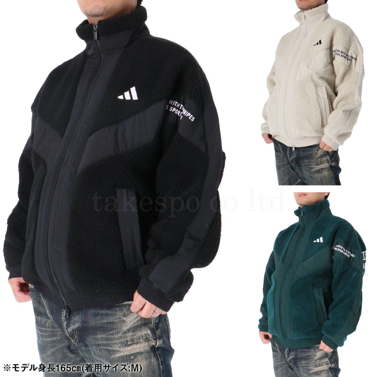 adidas フリースジャケット 黒/白3本ラインMサイズ adidas（アディダス） adidas originals フリースジャケット SHERPA