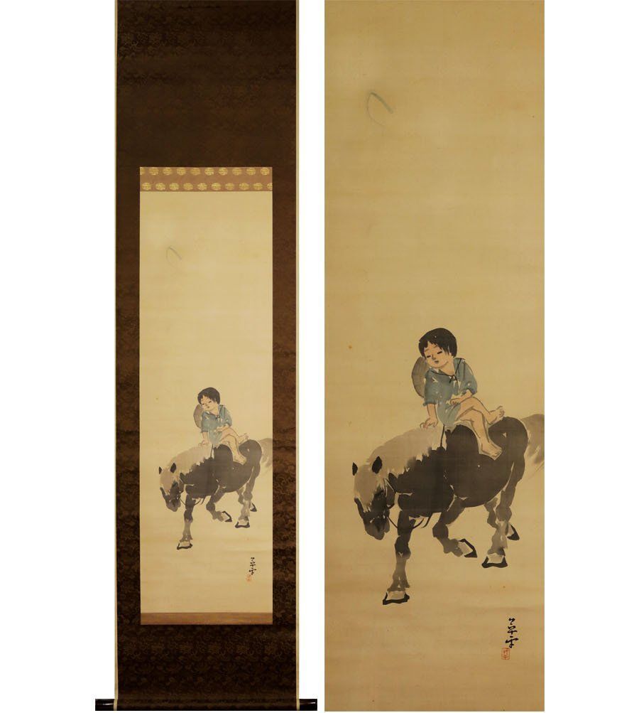 真作/森寛斎/春秋山水図/紅葉図/桜花図/双幅/対幅/掛軸☆宝船