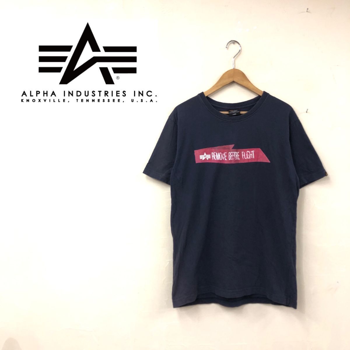 H935-N◇alpha INDUSTRIES アルファ 半袖Tシャツ カットソー ロゴ