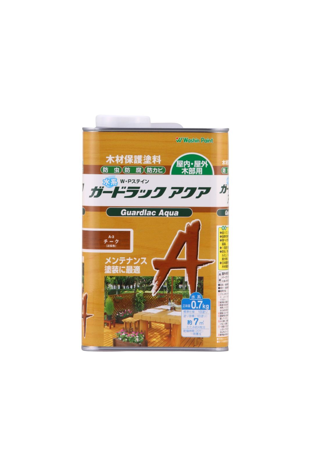 新品 和信ペイント ガードラックアクア プロ仕様の水性屋外木部用塗料 1回塗・高着色・塗替最適 チーク 0.7kg