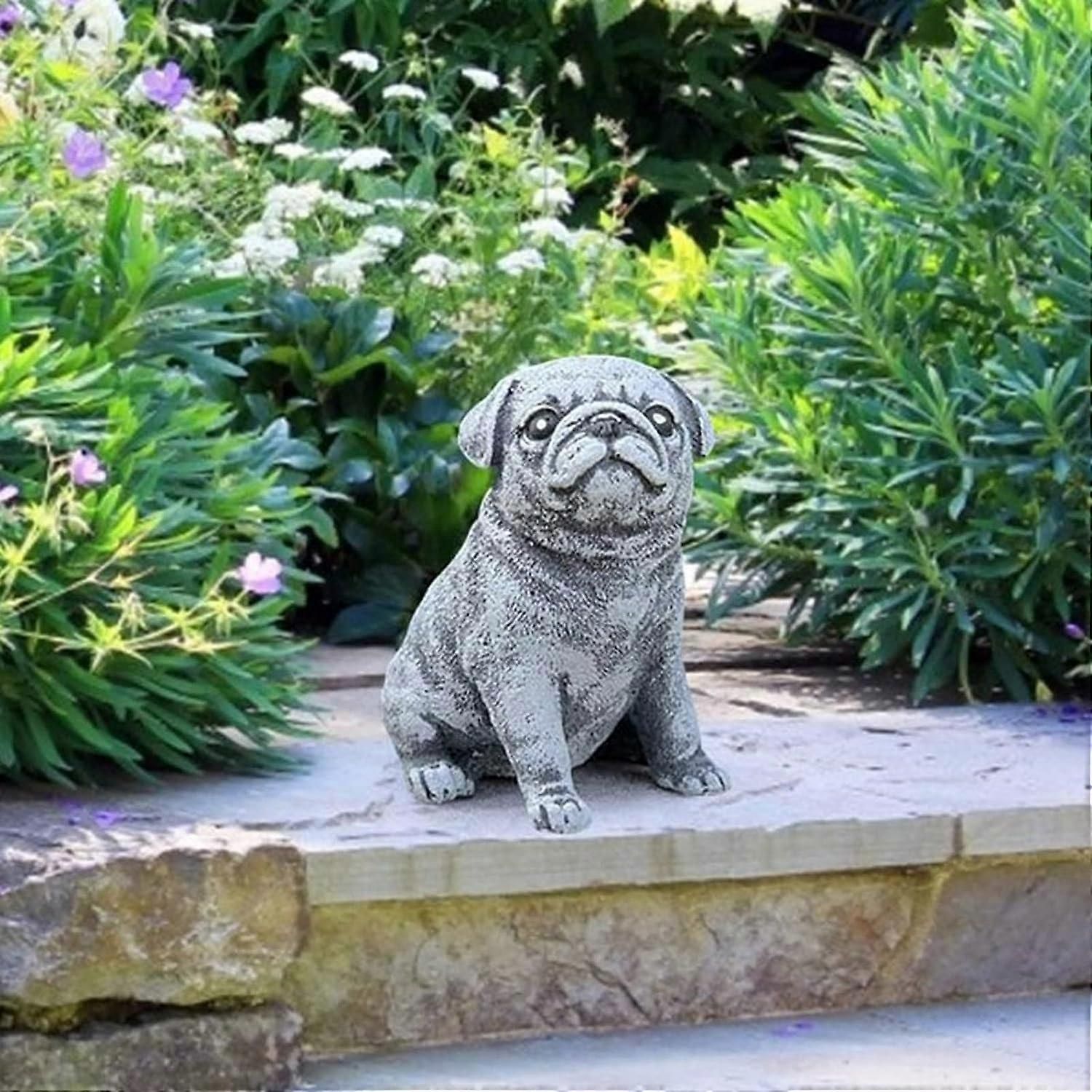 パグ犬の彫像、屋外の犬の像、愛らしい子犬の置物、樹脂座って パグ犬の彫像、屋外の犬の像、愛らしい子犬の置物、樹脂座って